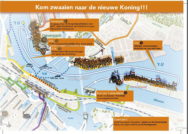 План на королевский парад на реке Эй 30 апреля в Амстердаме